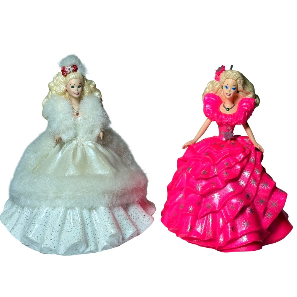 Hallmark Keepsake Barbie Ornaments 1997 1998 Happy Holidays Collector Club Set